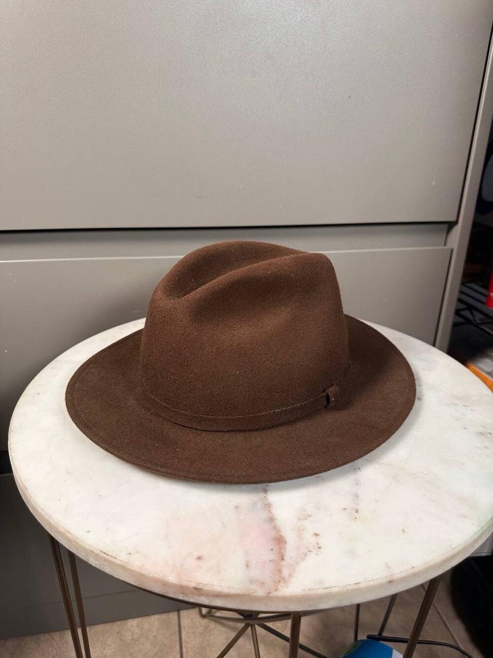 Vintage Weatherproof Brown Wool Fedora Hat Western Style Protective Wool USA